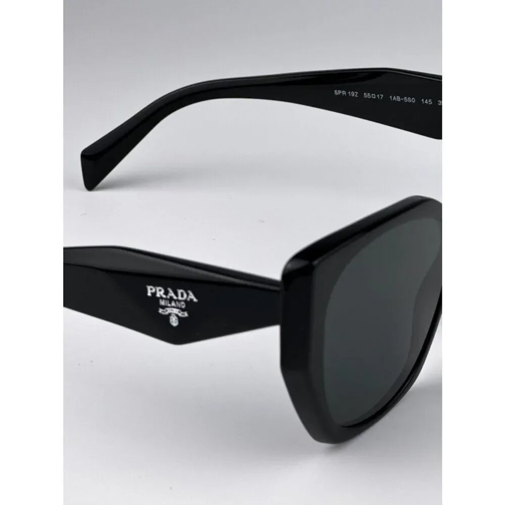 NEW Prada PR19ZS 1AB5S0 Black Dark Grey Women Cat Eye Sunglasses PR 19ZS